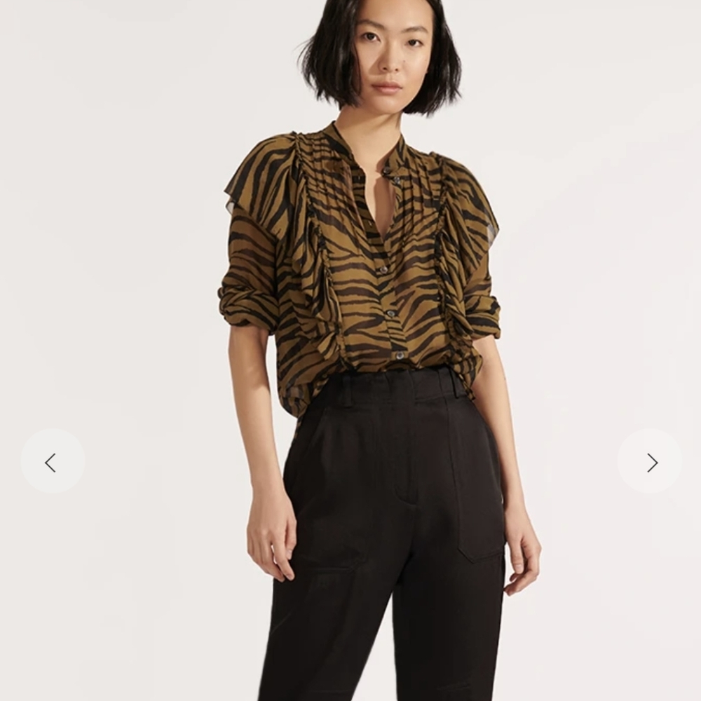 Veronica Beard Camilla Graphic Zebra Top Size 4